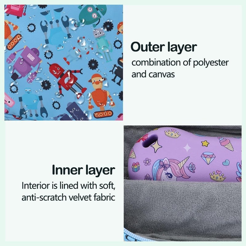 Topevoeon Kids Tablet Bag with Handle Shoulder Strap, 13 inch Cute Robot Tablet Sleeve Carrying Bag Case for Boy Girl Fit Fire HD 10 HD 8 IPAD 10 11 A16 10.2 7 8 9 Kids pro Tablets JQL - Image 4